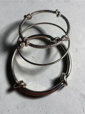 Silver Knot Stackable Bangle Bracelets - Set of 3